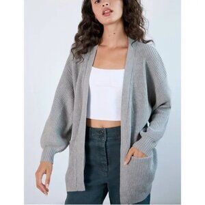 ARITZIA Wilfred Free gray ribbed merino wool knit Cardigan
